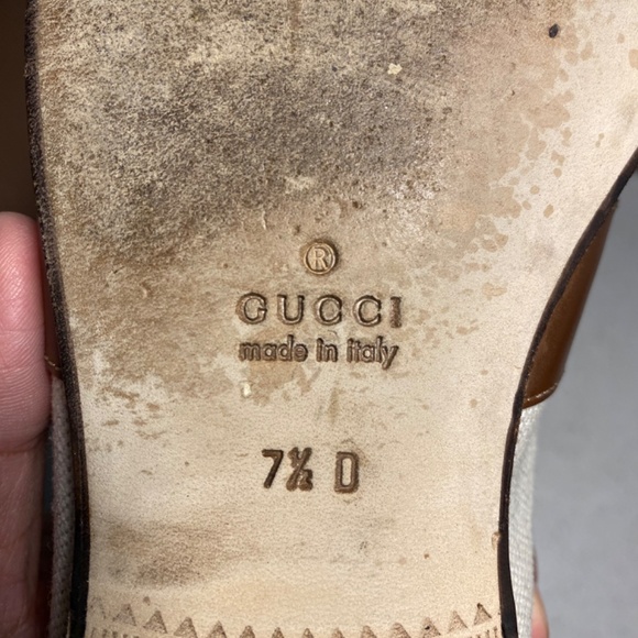 Gucci Penny Loafer Leisure Shoes White Brown Strap Men US 7.5 w/ original box main image 10